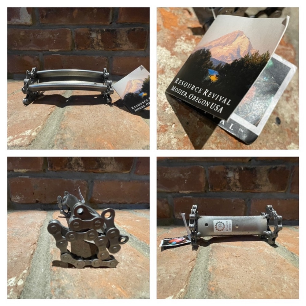 Resource revival bike chain business card holder.